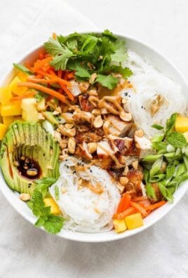 Chicken Spring Roll Bowl with Peanut Sauce for Easy Weeknight Meals