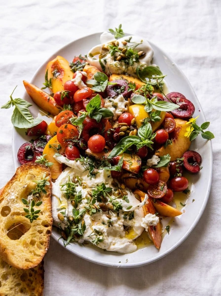 Tomato, Peach, and Burrata Salad for Summer Gatherings