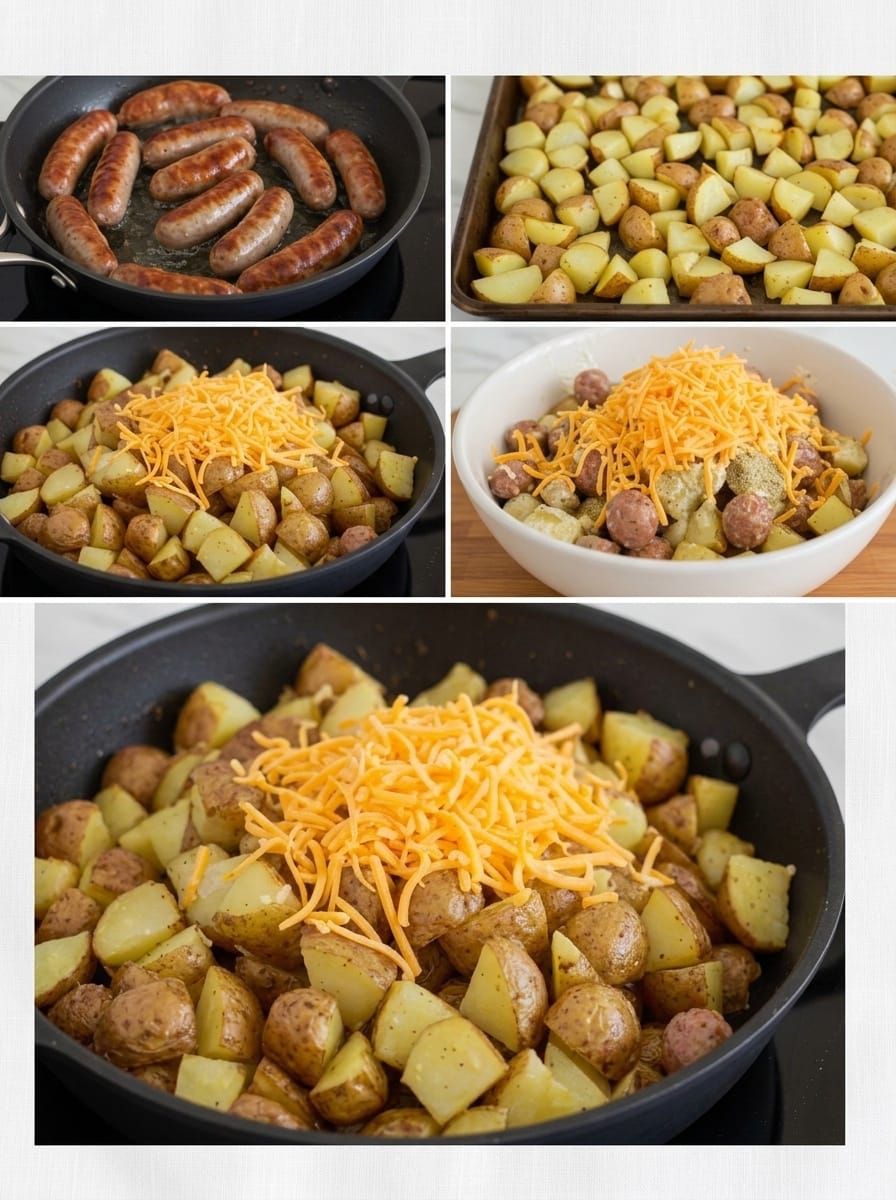 Cheesy Ranch Potatoes and Smoked Sausage
