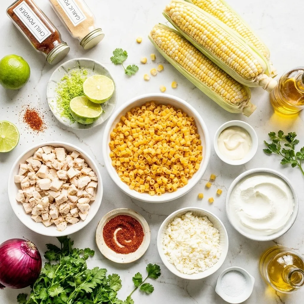 Ingredients in Mexican Street Corn Pasta Salad (with Chicken)