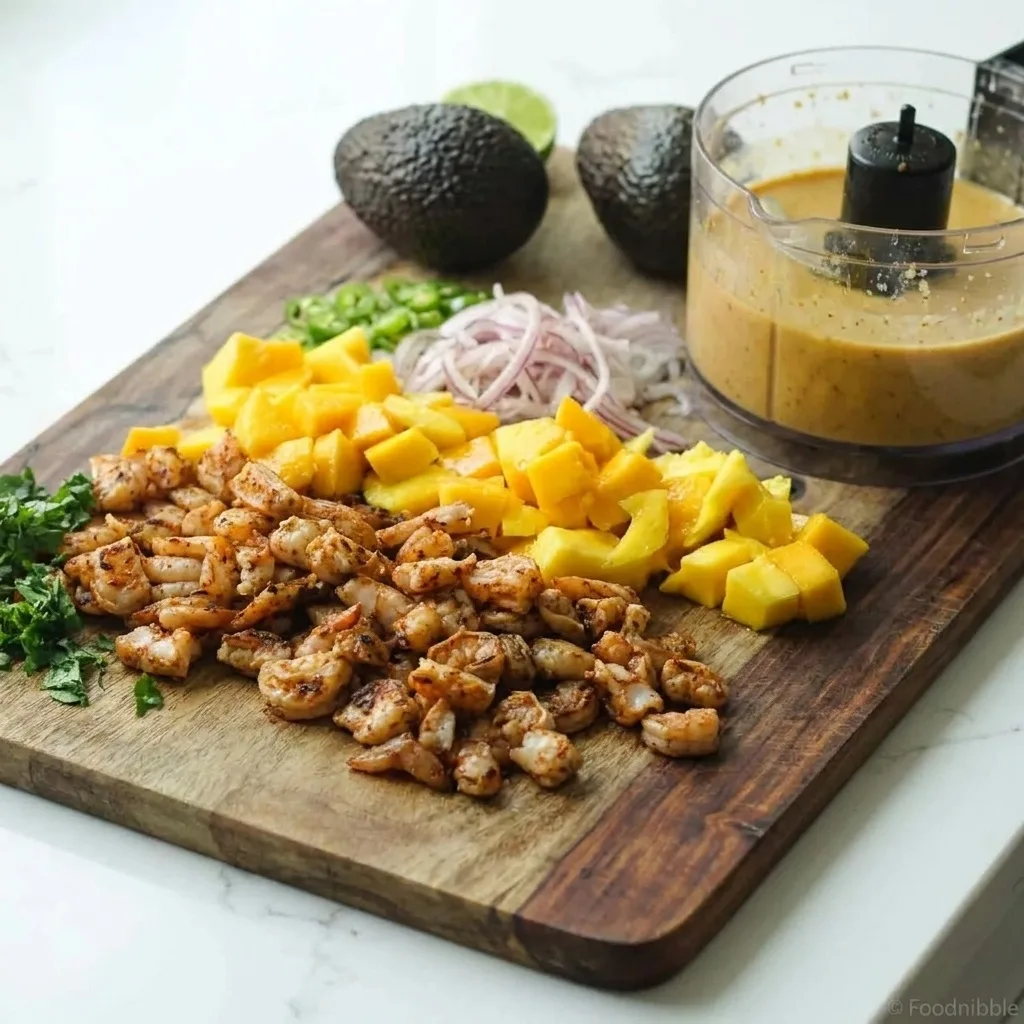 Ingredients in Shrimp Avocado and Mango Salad