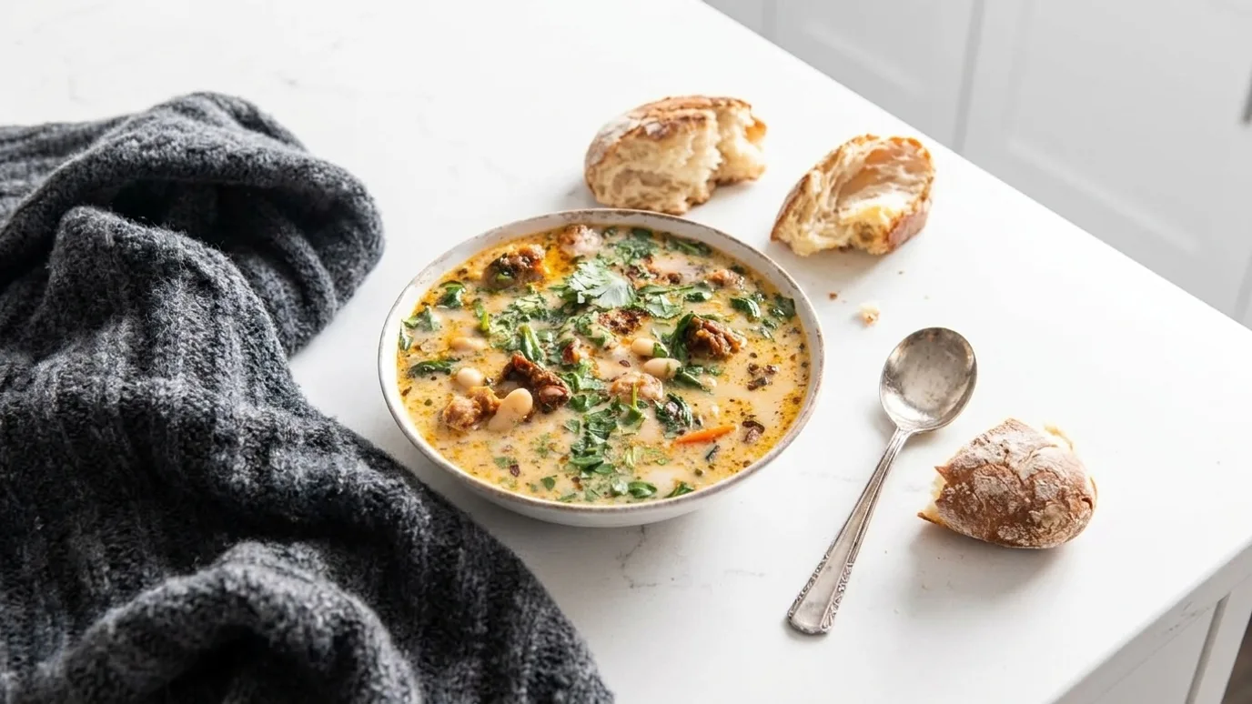 Creamy Tuscan White Bean Lemon Soup